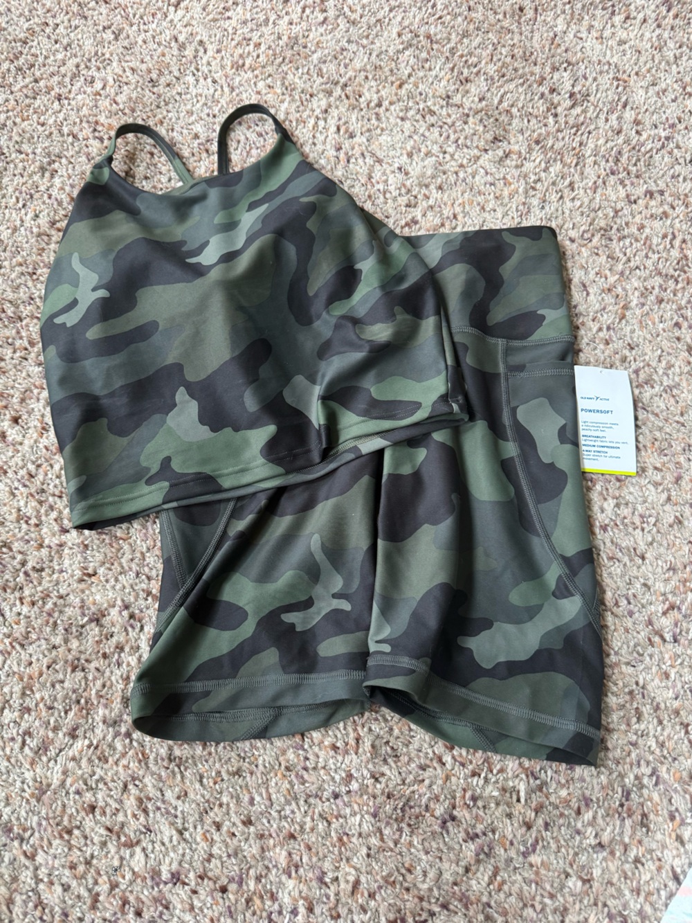 Old Navy Women’s Camouflage Bike Shorts Set - Green & Black